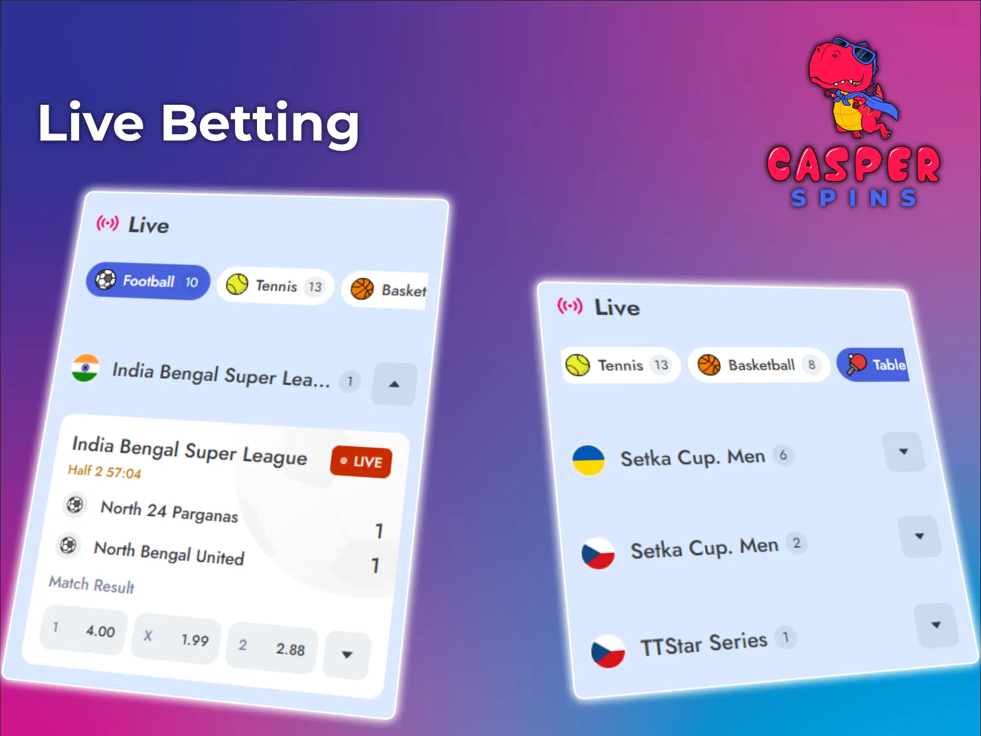 Place your bet directly during the game at Casper Spins.