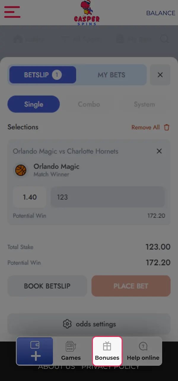 Apply boosts to your bet and increase your chances of winning at Casper Spins.