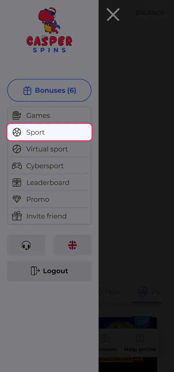 Select a suitable event for your first bet at Casper Spins.