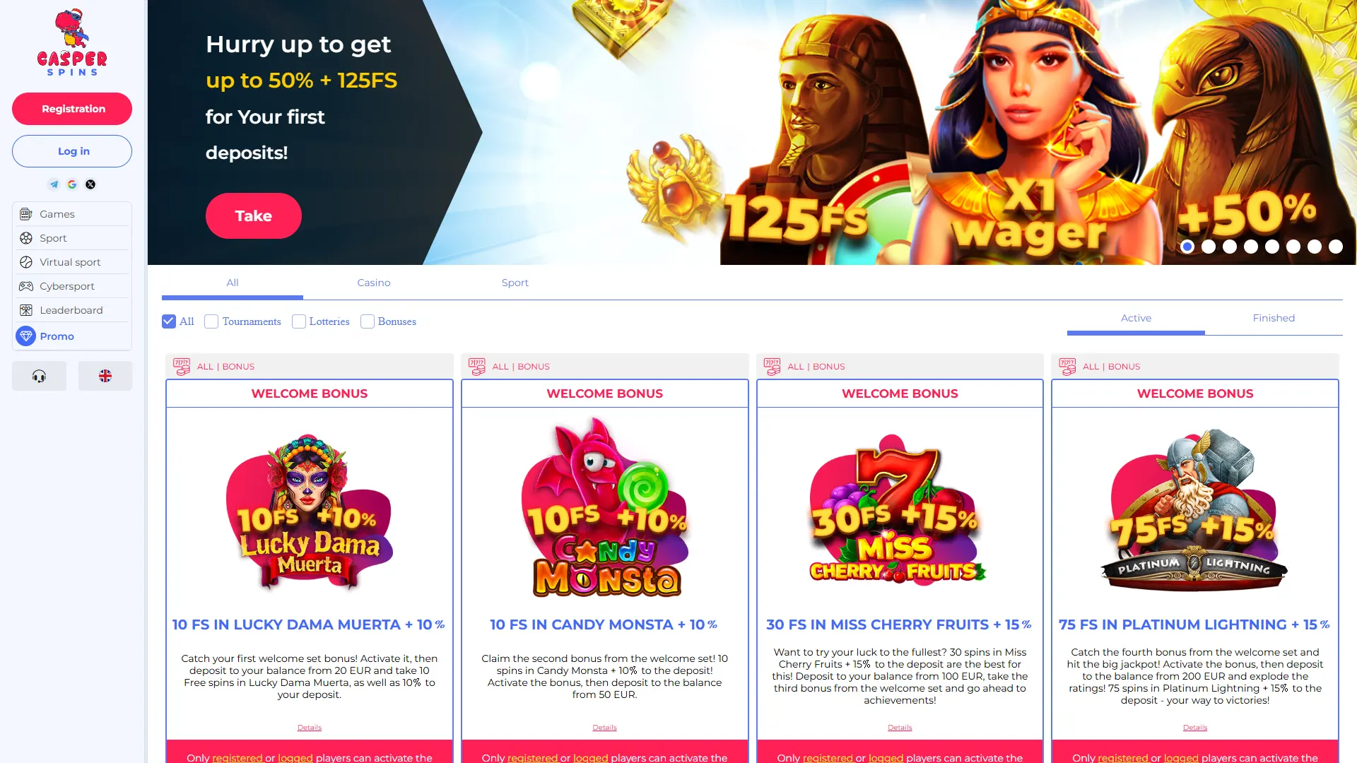 Discover Casper Spins Casino bonus offers.