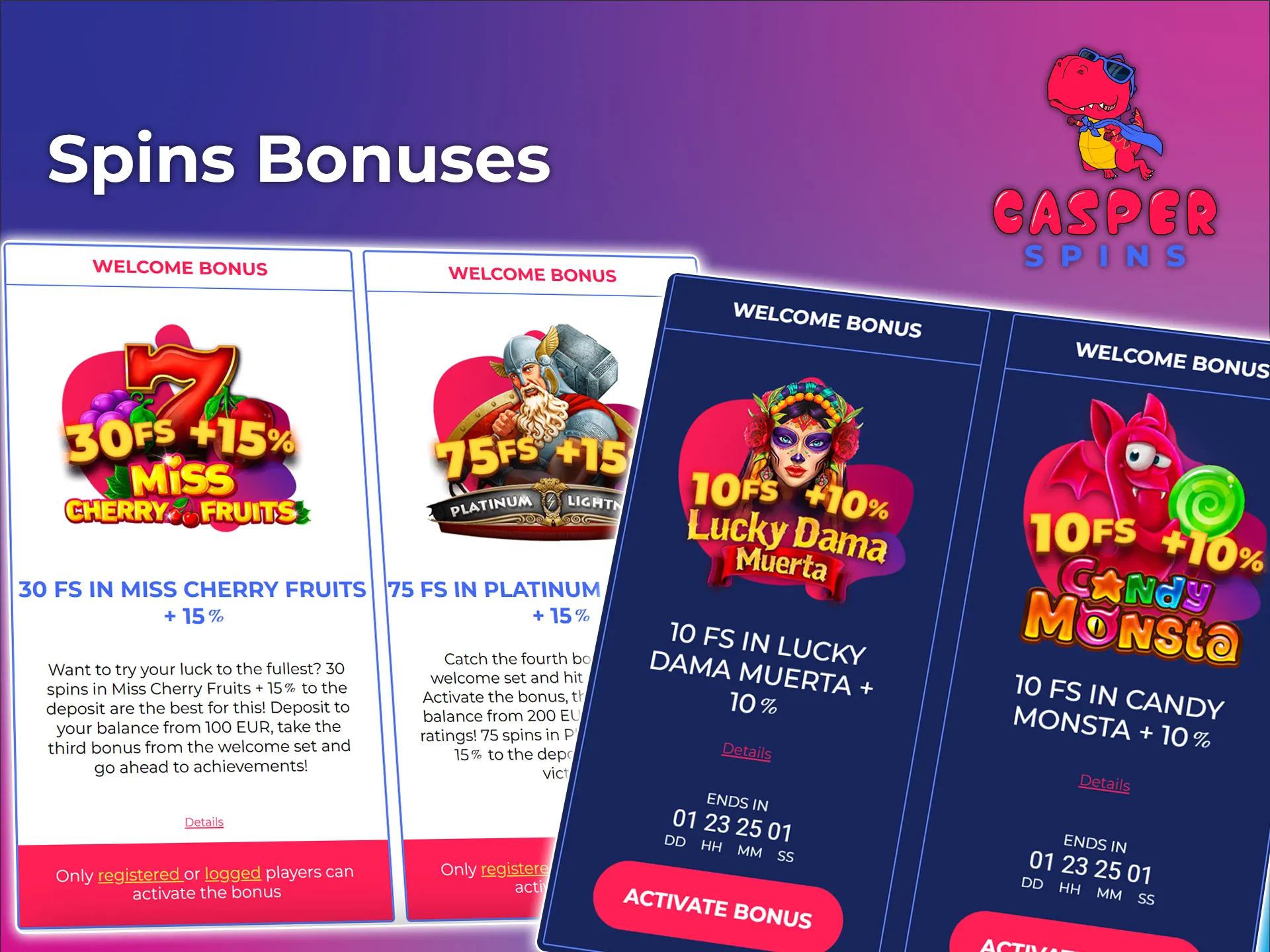 Get bonus spins at Casper Spins.