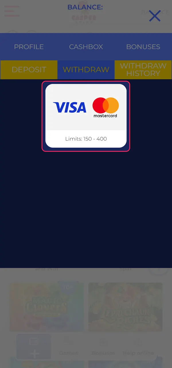 Choose a convenient withdrawal method at Casper Spins.